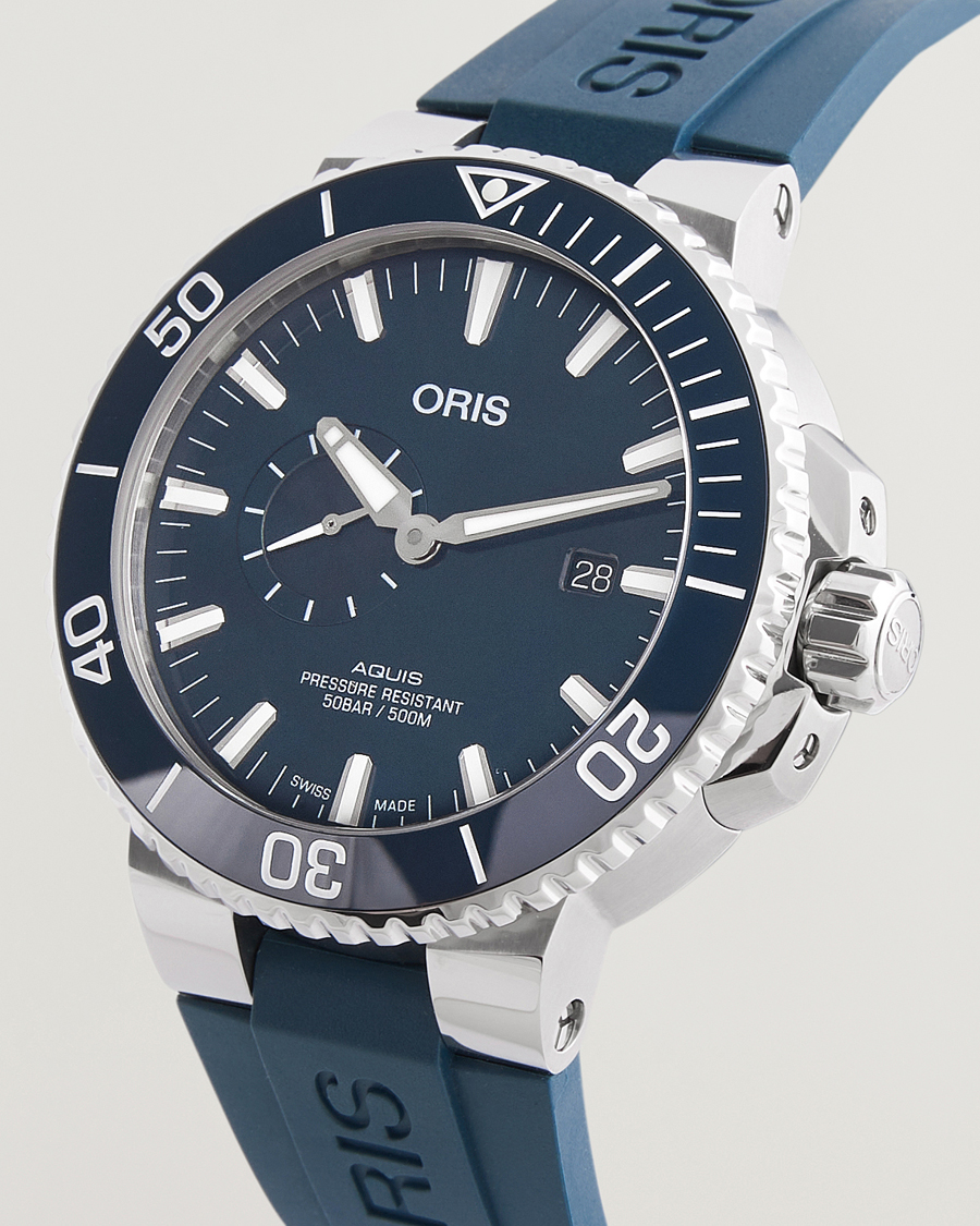 Men | Oris Aquis Small Second 45,5mm Rubber Bracelet Blue | Oris | Aquis Small Second 45,5mm Rubber Bracelet Blue
