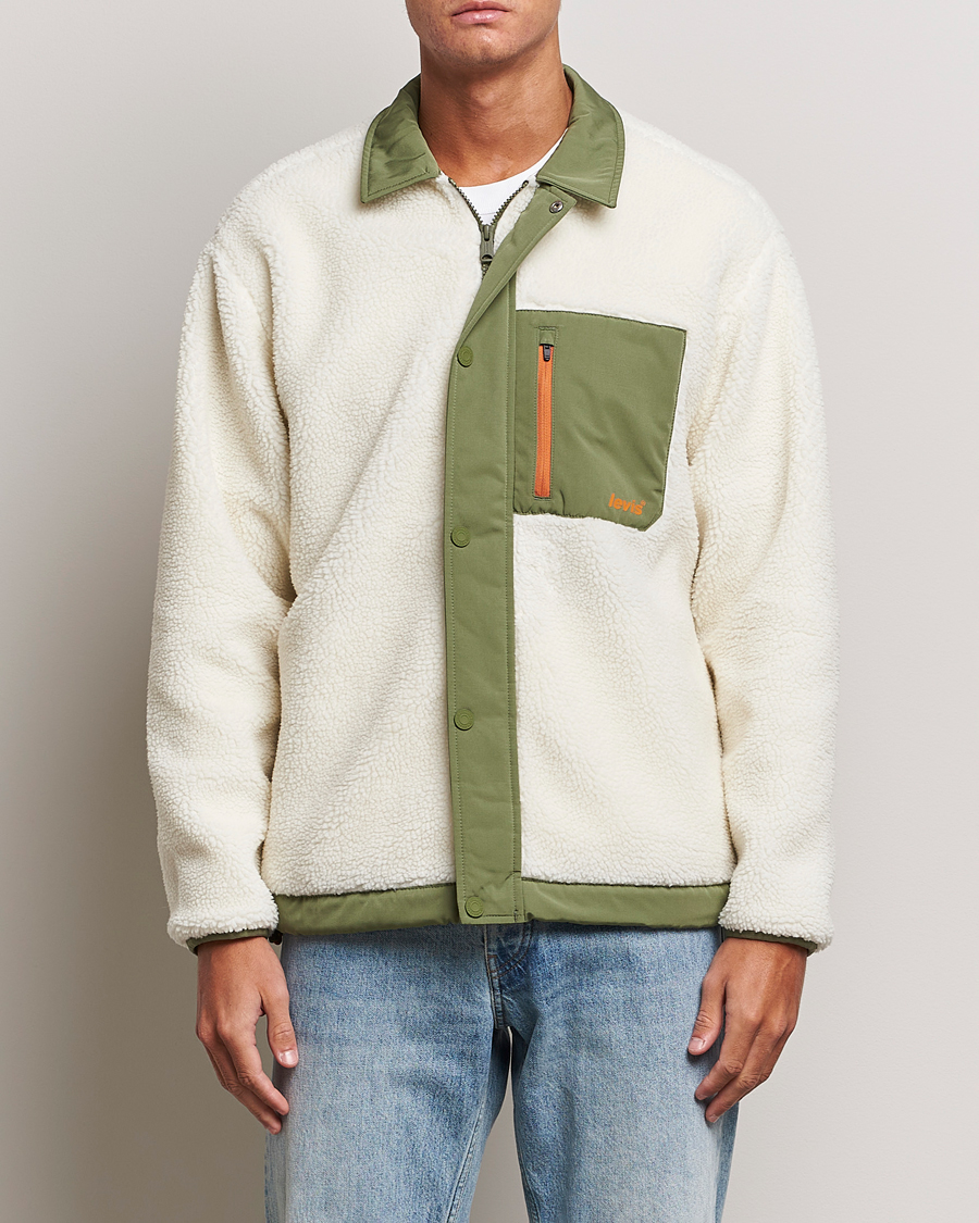 Men | Fleece Sweaters | Levi's | Buchanan Sherpa Jacket White/Green