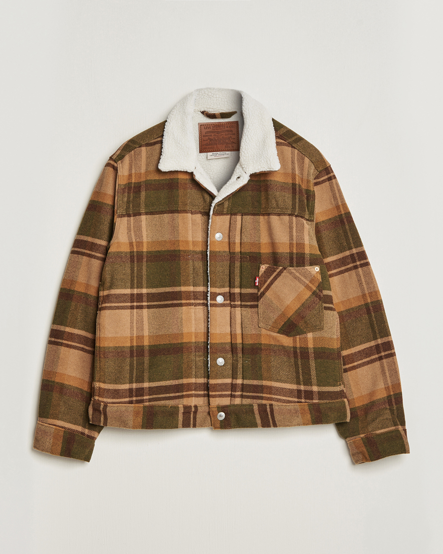 Men | Coats & Jackets | Levi's | Type I Checked Sherpa Trucker Winter Moss