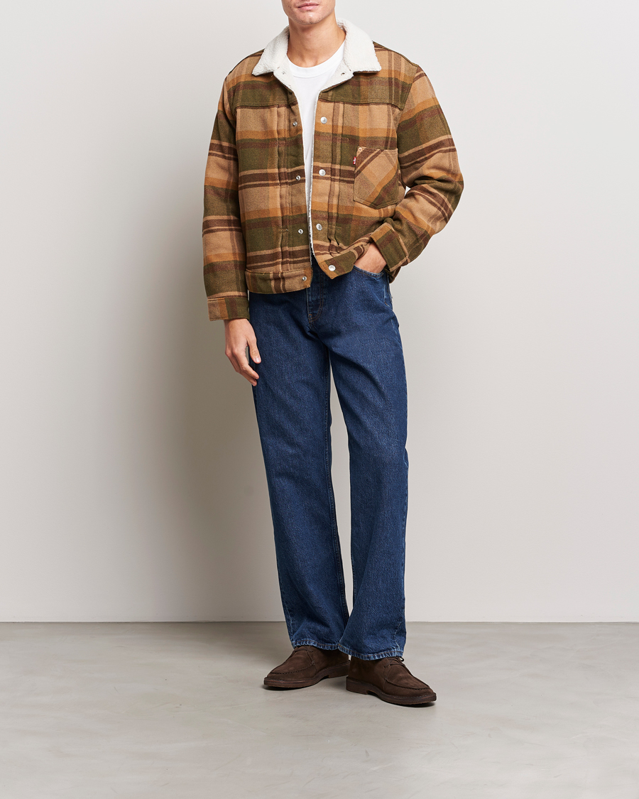 Men | Coats & Jackets | Levi's | Type I Checked Sherpa Trucker Winter Moss