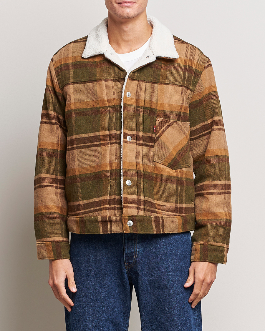 Men | Coats & Jackets | Levi's | Type I Checked Sherpa Trucker Winter Moss