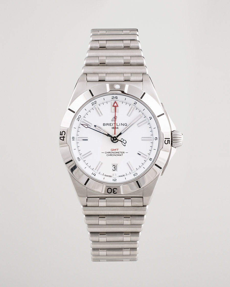 Men | Breitling Pre-Owned Chronomat GMT 40 A32398 Steel White | Breitling Pre-Owned | Chronomat GMT 40 A32398 Steel White