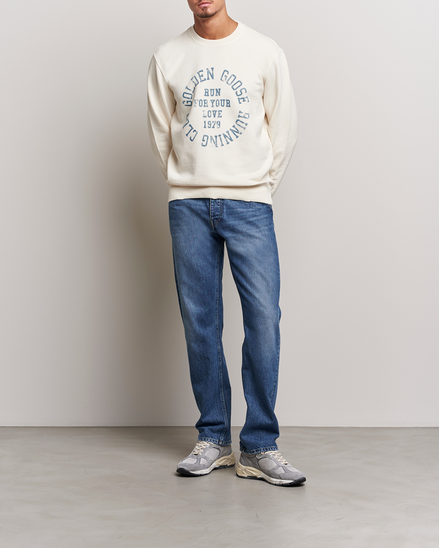 Men | Sweaters & Knitwear | Golden Goose | Deluxe Brand Running Club Sweatshirt Heritage White