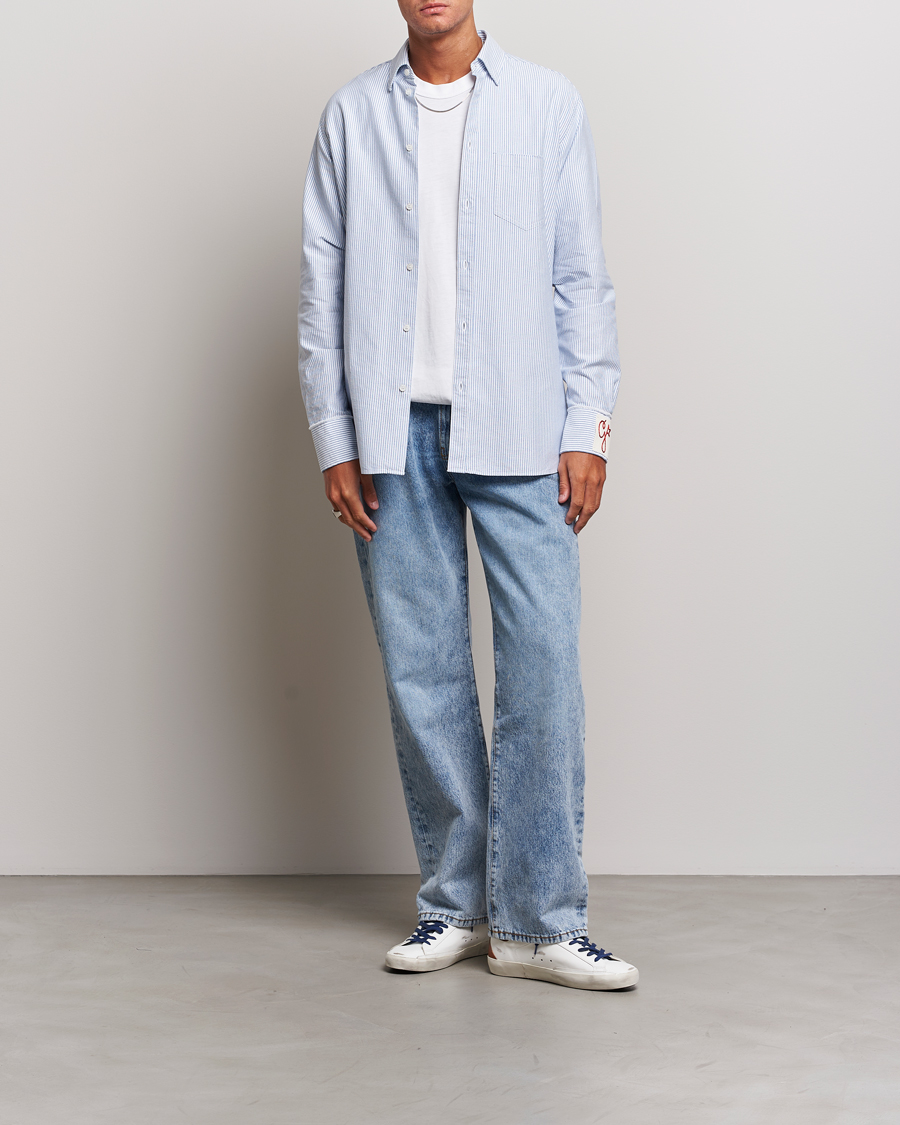 Men | Shirts | Golden Goose | Deluxe Brand Regular Fit Striped Oxford Shirt Light Blue