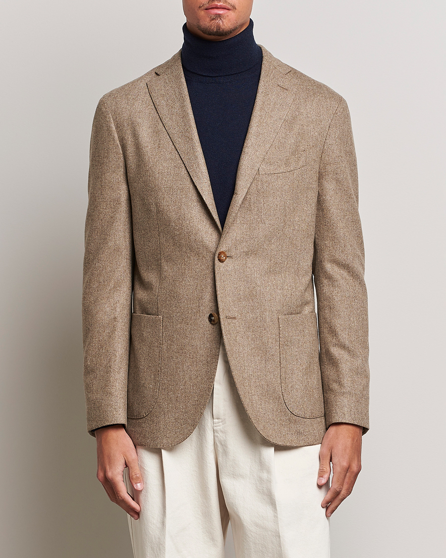 Men | Wool Blazers | Boglioli | K Jacket Washed Flannel Blazer Beige