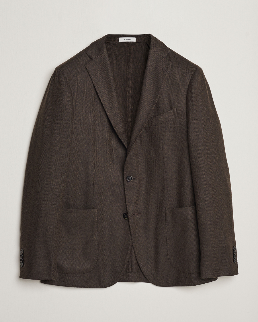 Boglioli K Jacket Wool Herringbone Blazer Dark Brown at