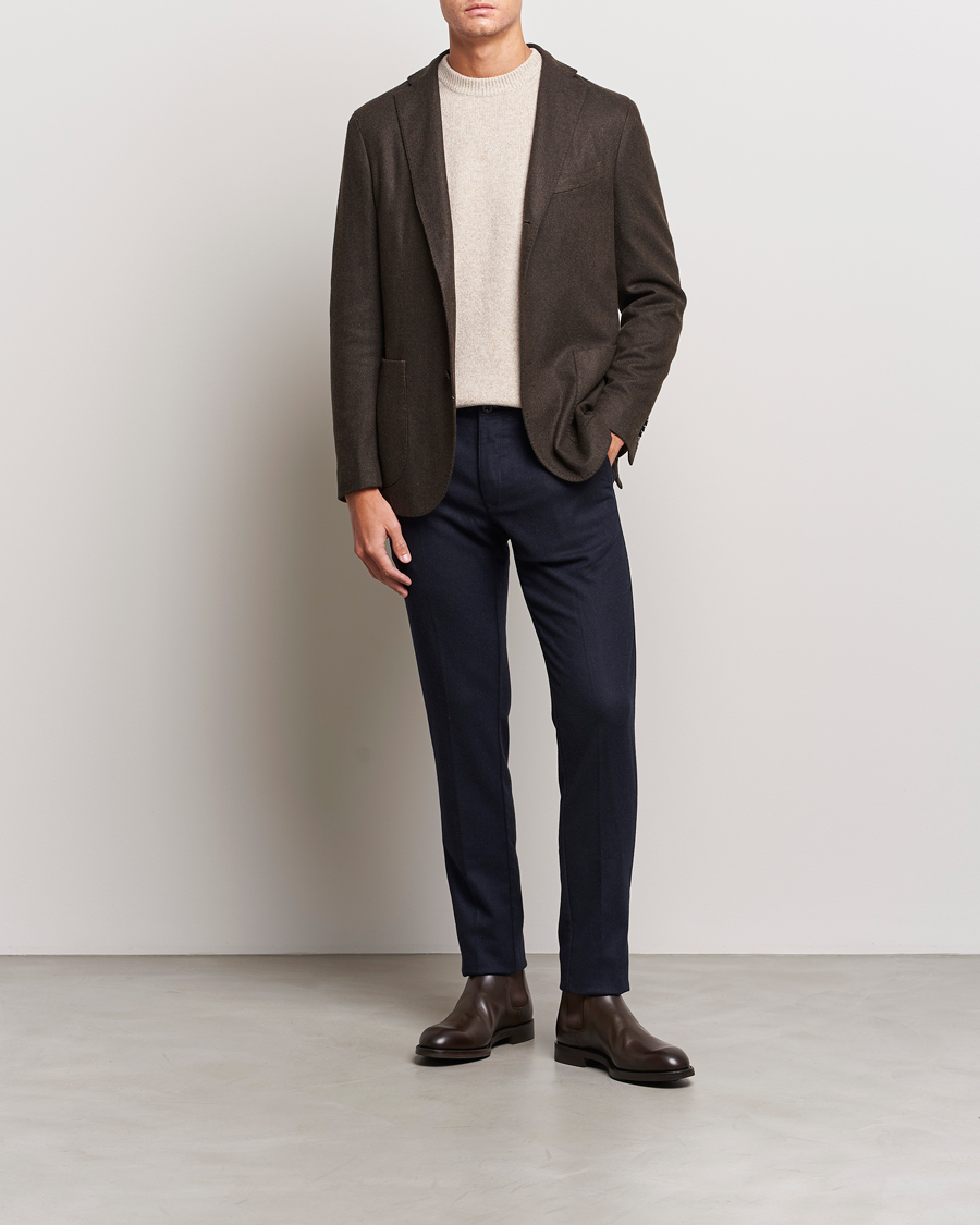 Men | Blazers | Boglioli | K Jacket Wool Herringbone Blazer Dark Brown