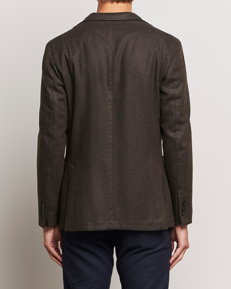 Men | Blazers | Boglioli | K Jacket Wool Herringbone Blazer Dark Brown