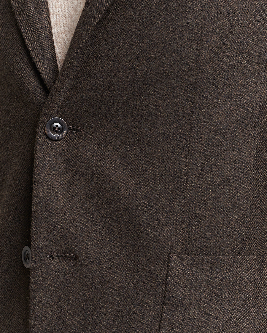 Men | Blazers | Boglioli | K Jacket Wool Herringbone Blazer Dark Brown