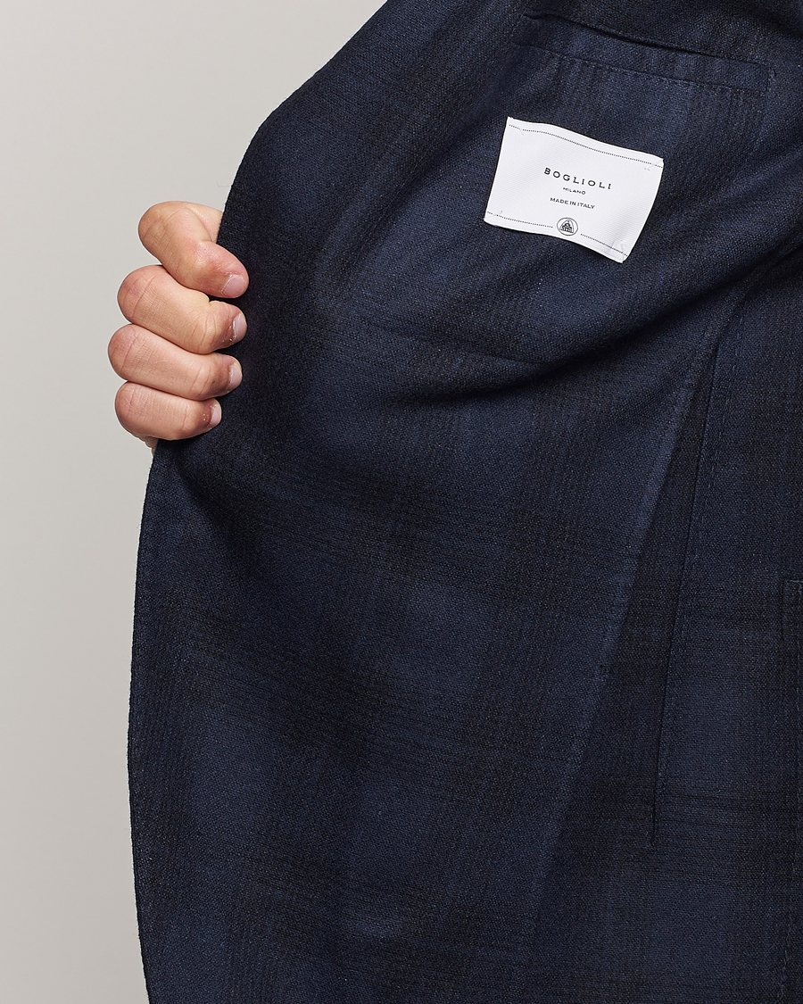 Men | Blazers | Boglioli | K Jacket Wool Herringbone Blazer Navy