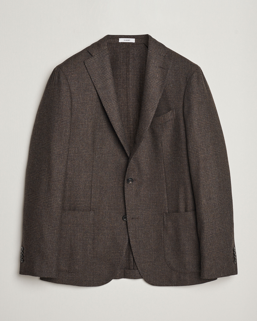 Men | Wool Blazers | Boglioli | K Jacket Prince Of Wales Check Blazer Brown