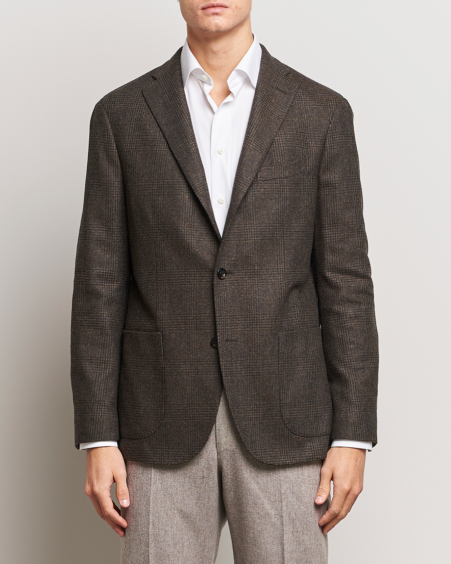 Men | Wool Blazers | Boglioli | K Jacket Prince Of Wales Check Blazer Brown