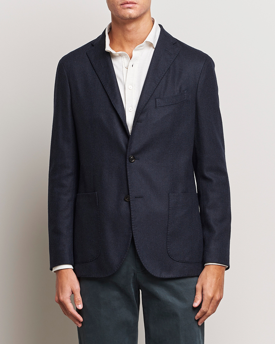 Men | Boglioli | Boglioli | K Jacket Dyed Flannel Check Blazer Navy
