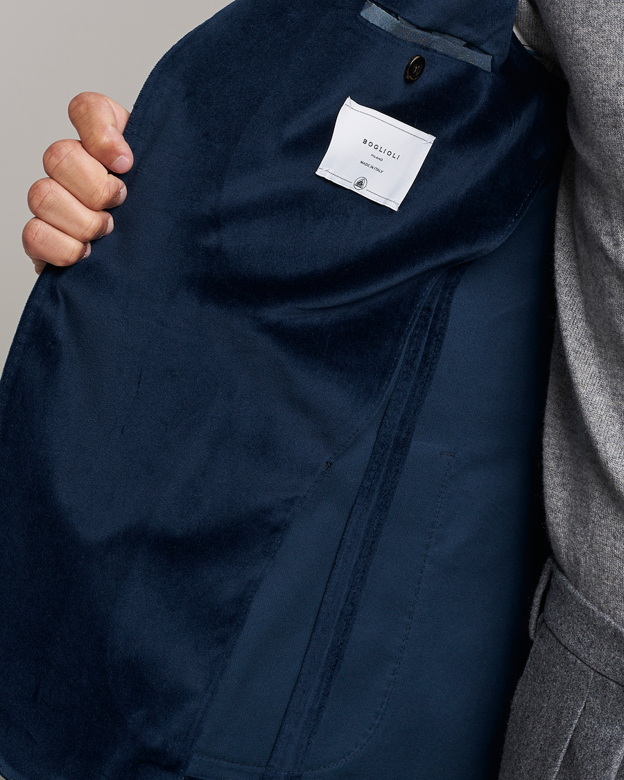 Men | Blazers | Boglioli | K Jacket Peak Lapel Velvet Blazer Navy