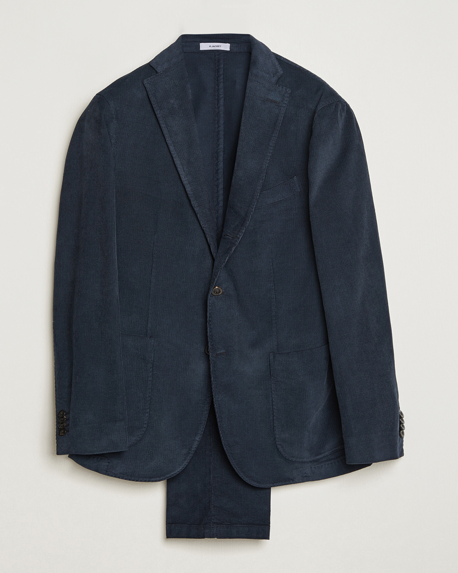 Men | Suits | Boglioli | K Jacket Baby Corduroy Suit Navy