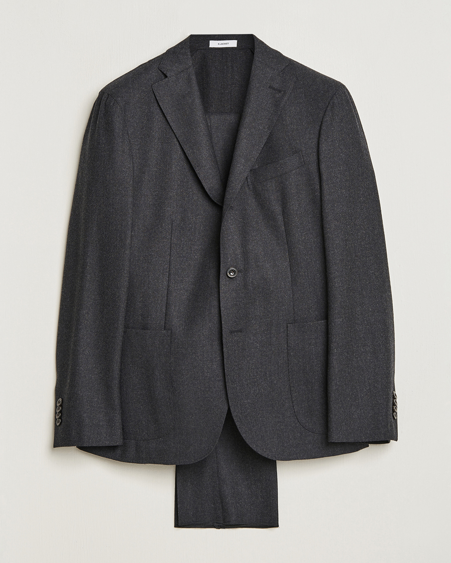 Men | Suits | Boglioli | K Jacket Light Flannel Suit Dark Grey