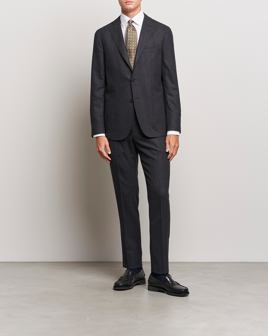 Men | Suits | Boglioli | K Jacket Light Flannel Suit Dark Grey