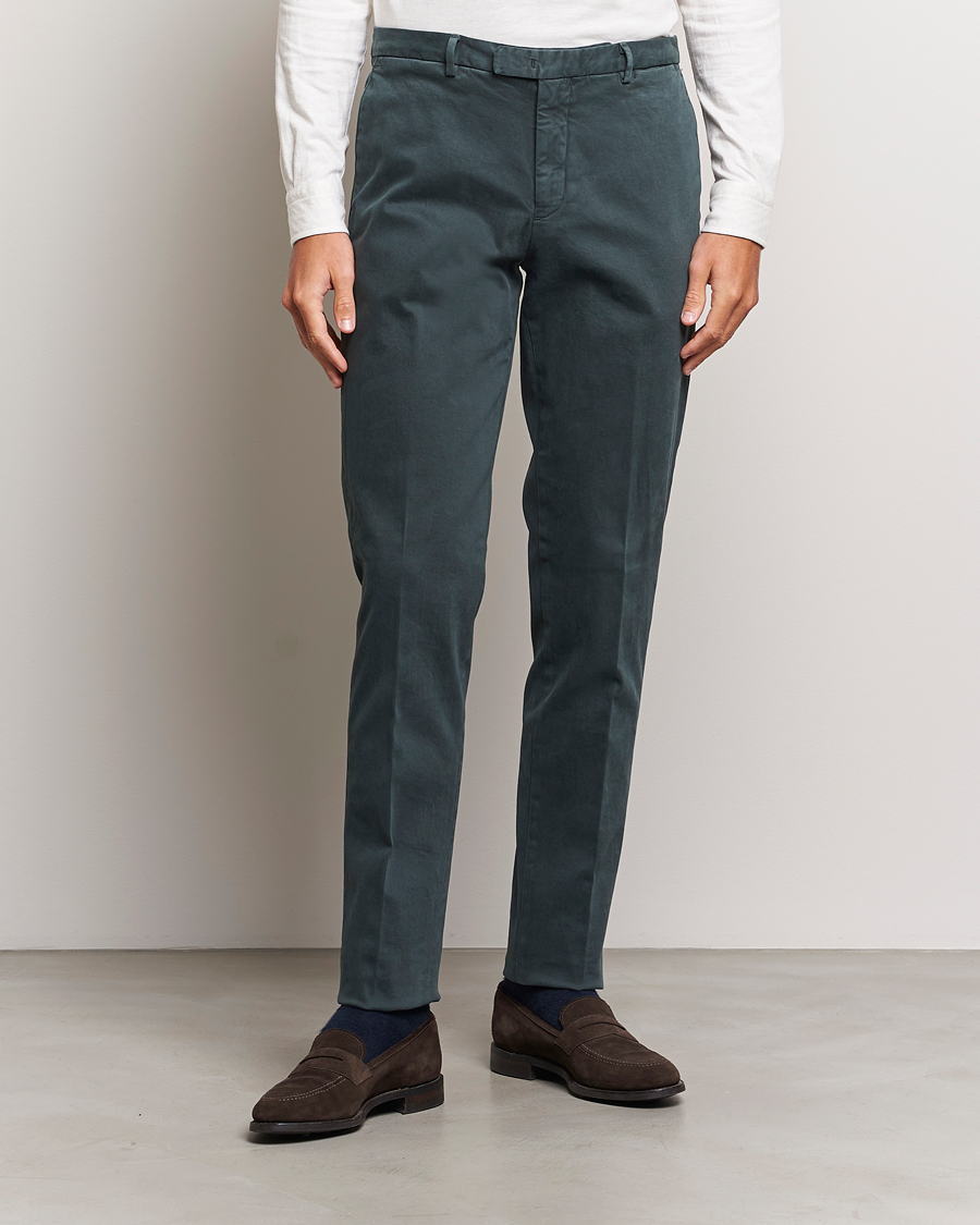 Men | Trousers | Boglioli | Cotton Twill Trousers Navy