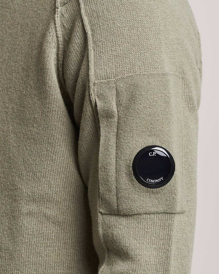 Men | Sweaters & Knitwear | C.P. Company | Lambswool Lens Half Zip Silver Sage