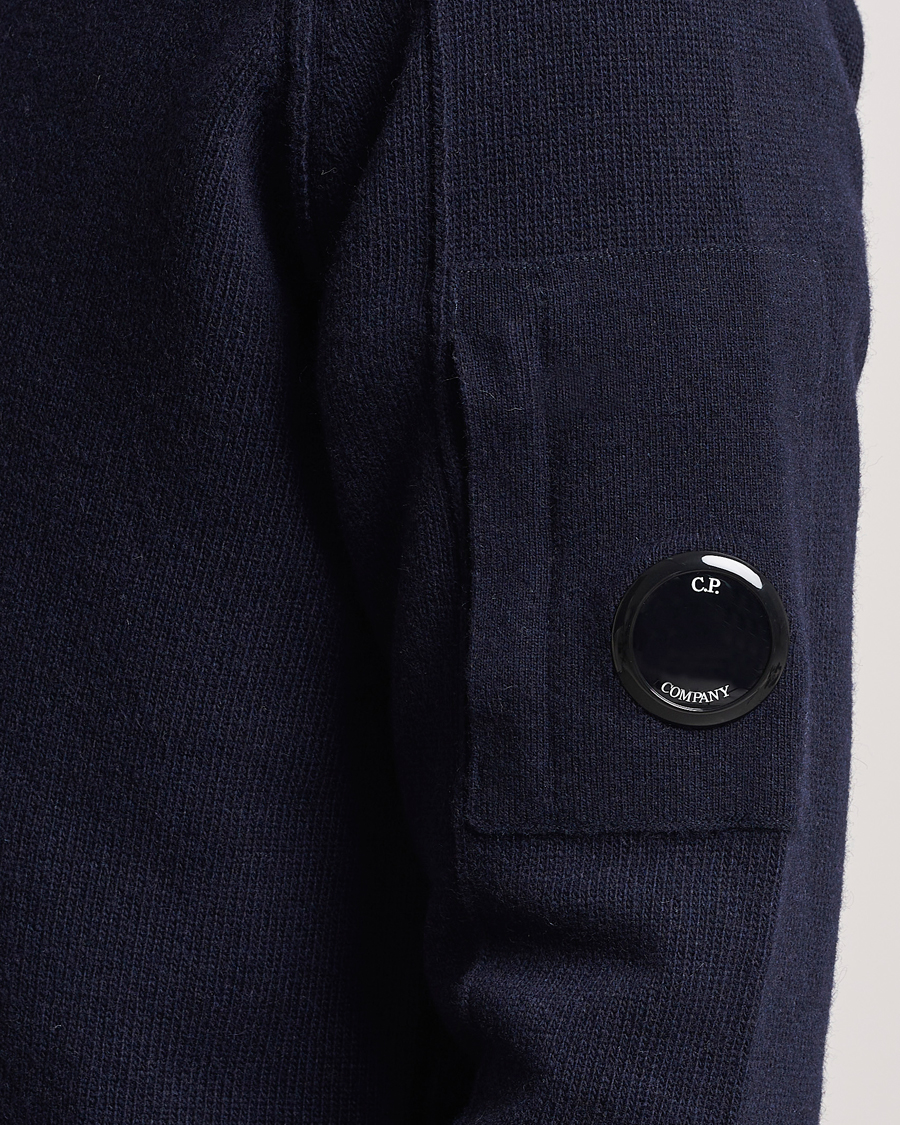 Men | Sweaters & Knitwear | C.P. Company | Lambswool Lens Half Zip Total Eclipse