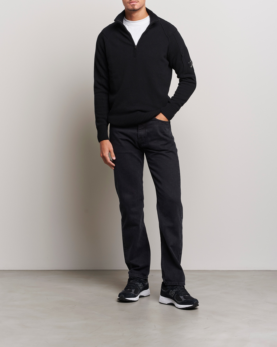 Men | Sweaters & Knitwear | C.P. Company | Lambswool Lens Half Zip Black