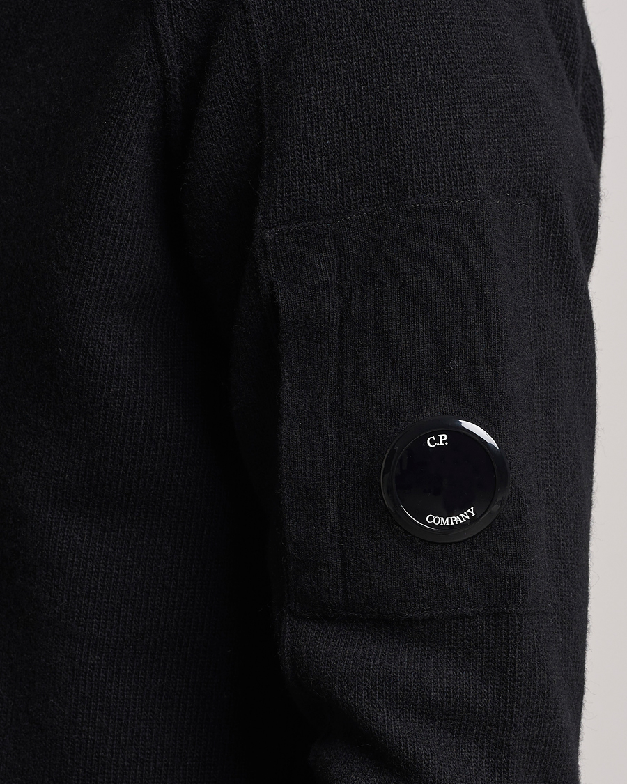 Men | Sweaters & Knitwear | C.P. Company | Lambswool Lens Half Zip Black