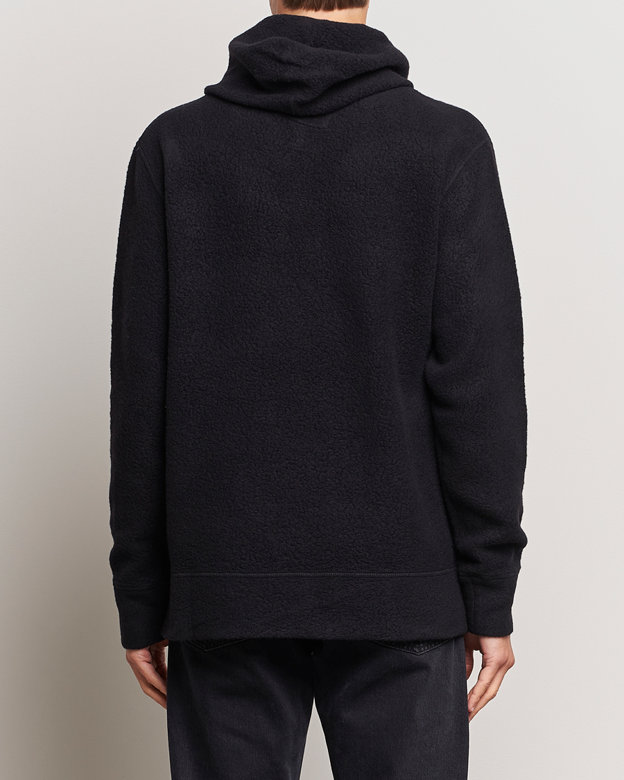 Men | Sweaters & Knitwear | C.P. Company | Wool Polar Fleece Logo Hood Black