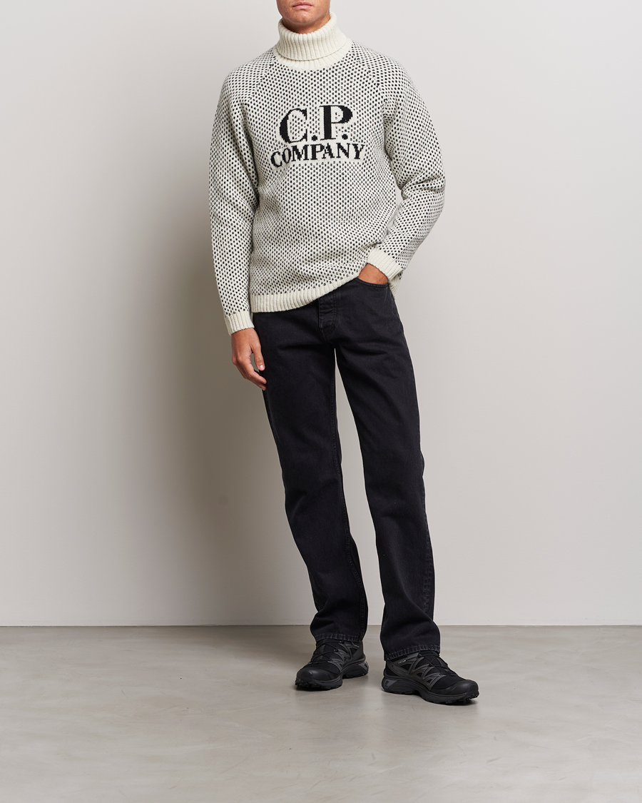 Men | Sweaters & Knitwear | C.P. Company | Wool Jaquard CP 3 Knitted Rollneck White