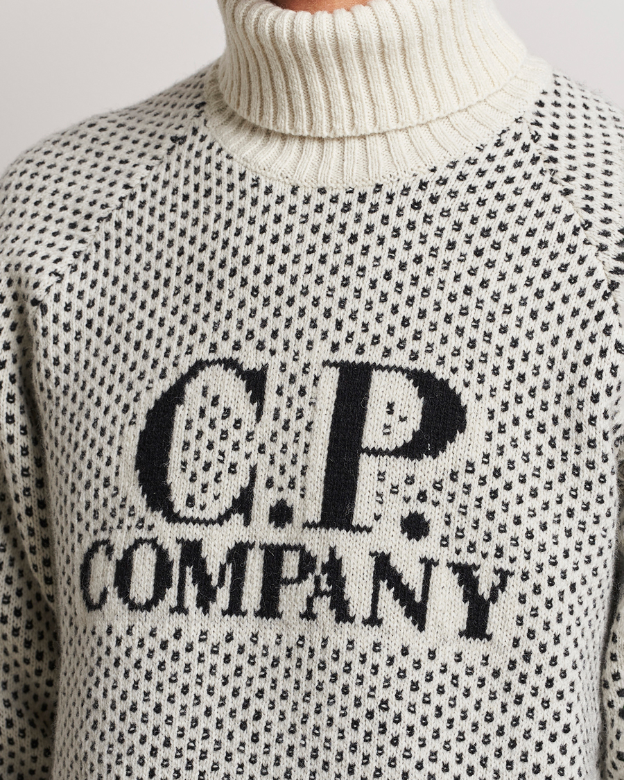 Men | Sweaters & Knitwear | C.P. Company | Wool Jaquard CP 3 Knitted Rollneck White