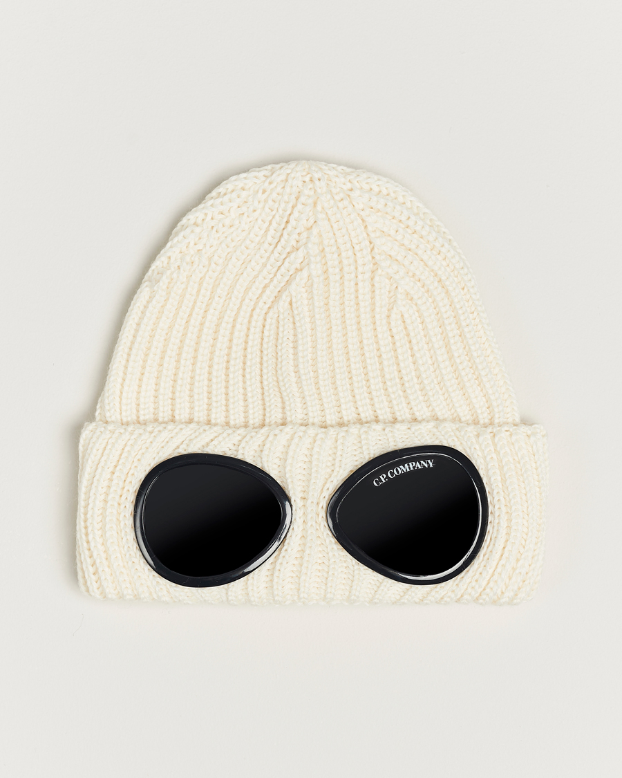 Men | C.P. Company Knitted Merino Goggle Beanie White | C.P. Company | Knitted Merino Goggle Beanie White