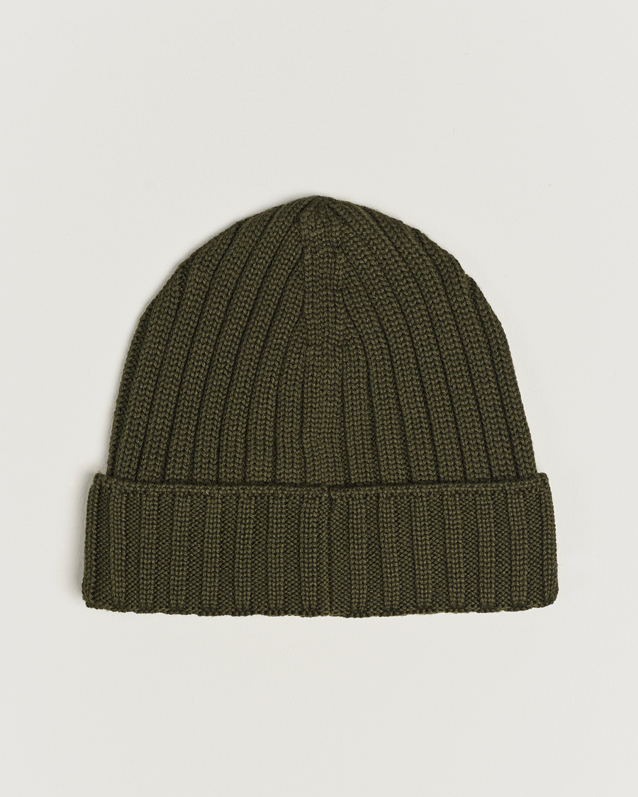 Men | C.P. Company Knitted Merino Logo Beanie Olive | C.P. Company | Knitted Merino Logo Beanie Olive