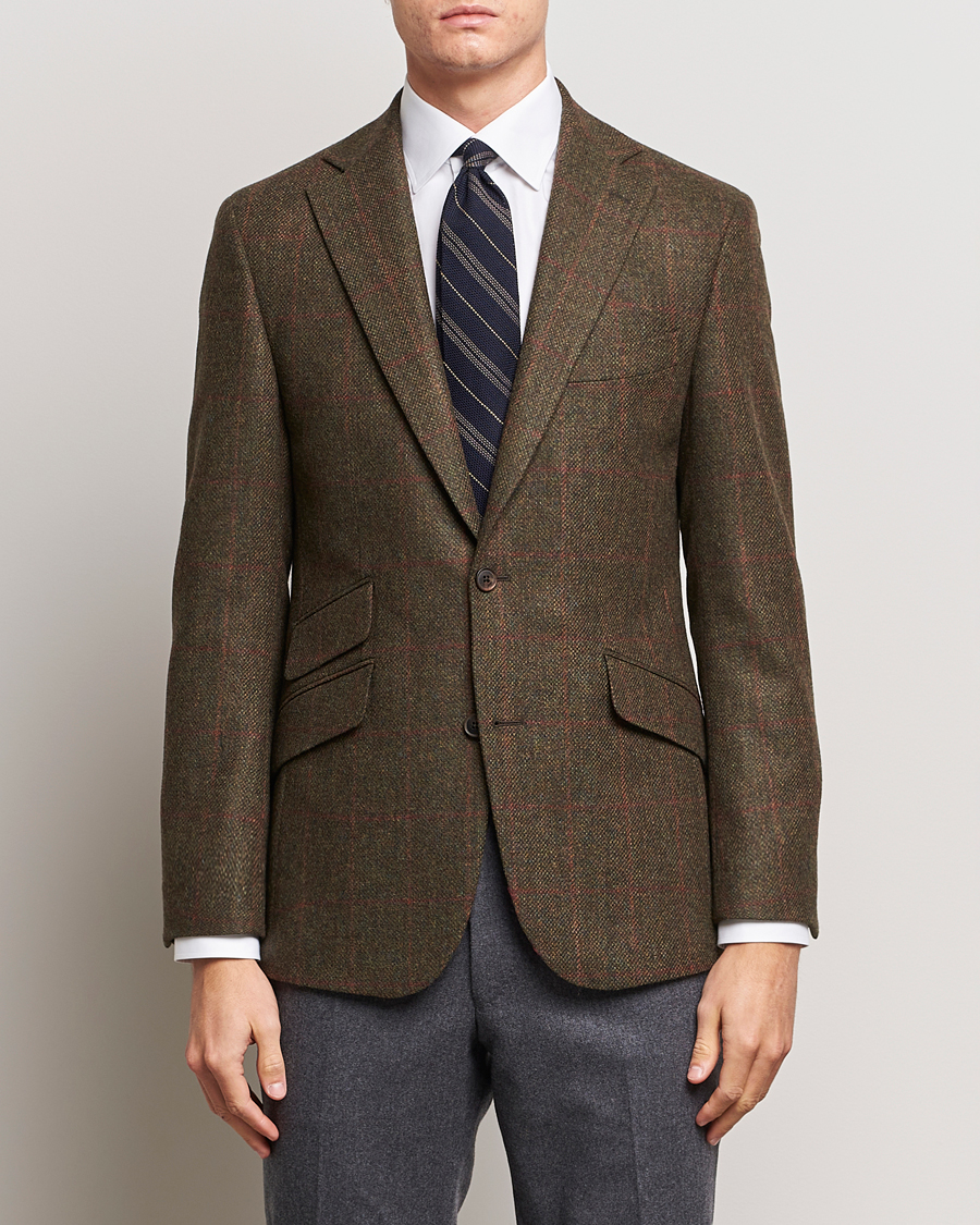 Men | Tweed Blazers | Walker Slater | Edward Lambswool Windowpane Blazer Green