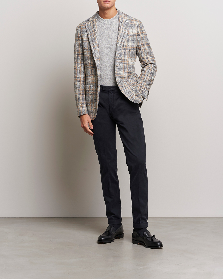 Men | Blazers | L.B.M. 1911 | Jack Checked Cotton/Wool Jersey Blazer Grey