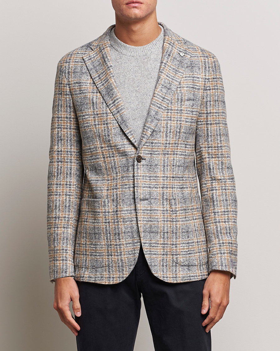 ◇L.B.M. 1911×三越伊勢丹　春夏スーツ　44　チェック　管6944 L.B.M. 1911 Jack Checked Cotton/Wool Jersey Blazer Grey at
