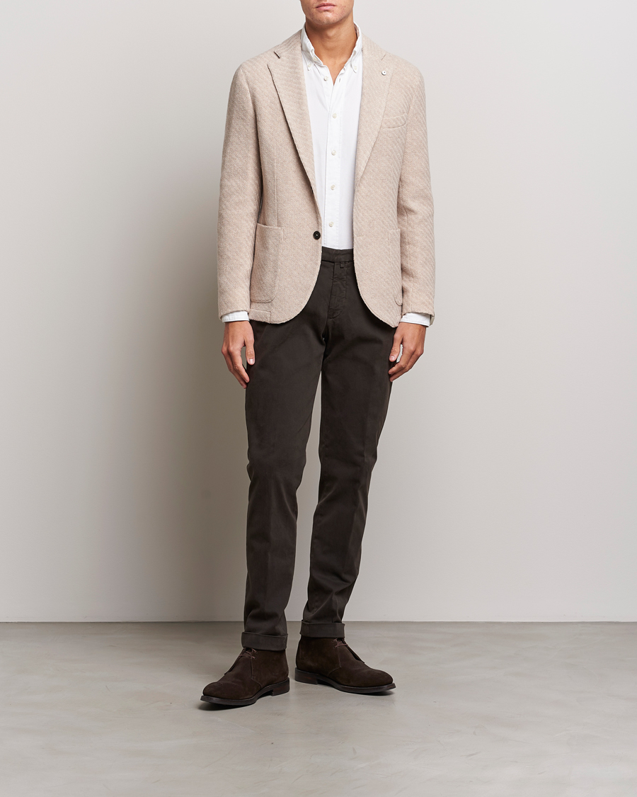 Men | Blazers | L.B.M. 1911 | Knitted Punto Wool Structure Blazer Beige