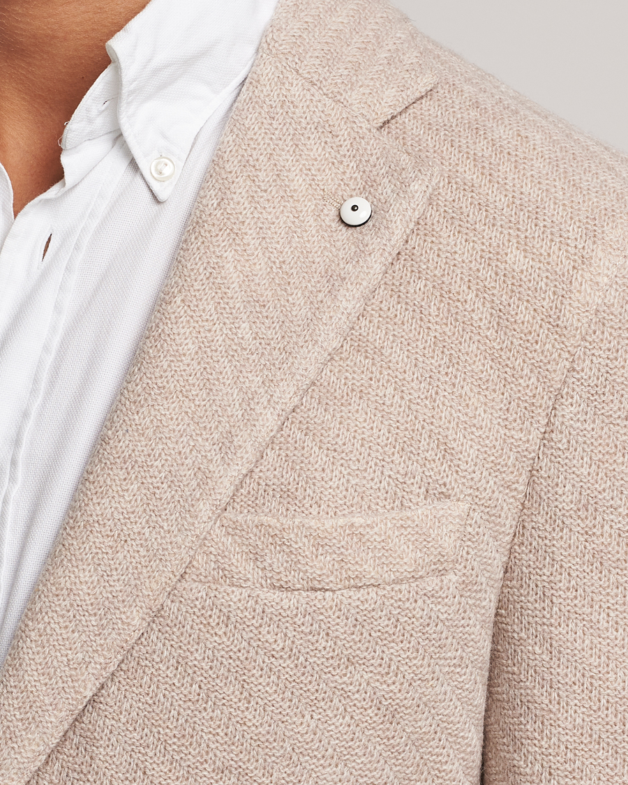 Men | Blazers | L.B.M. 1911 | Knitted Punto Wool Structure Blazer Beige