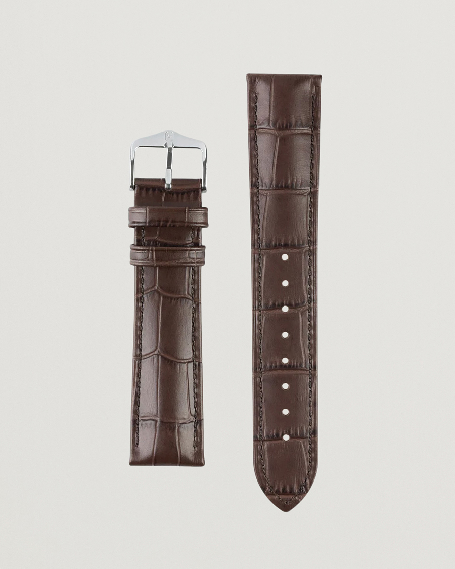 Men | Watch straps | HIRSCH | Duke Embossed Leather Watch Strap Brown