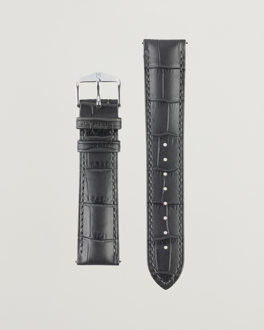 Men | Watch straps | HIRSCH | Duke Embossed Leather Watch Strap Grey