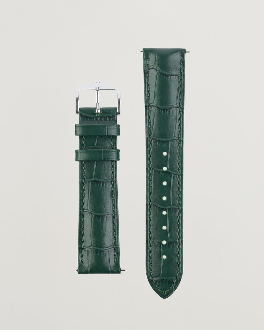 Men | Watch straps | HIRSCH | Duke Embossed Leather Watch Strap Green