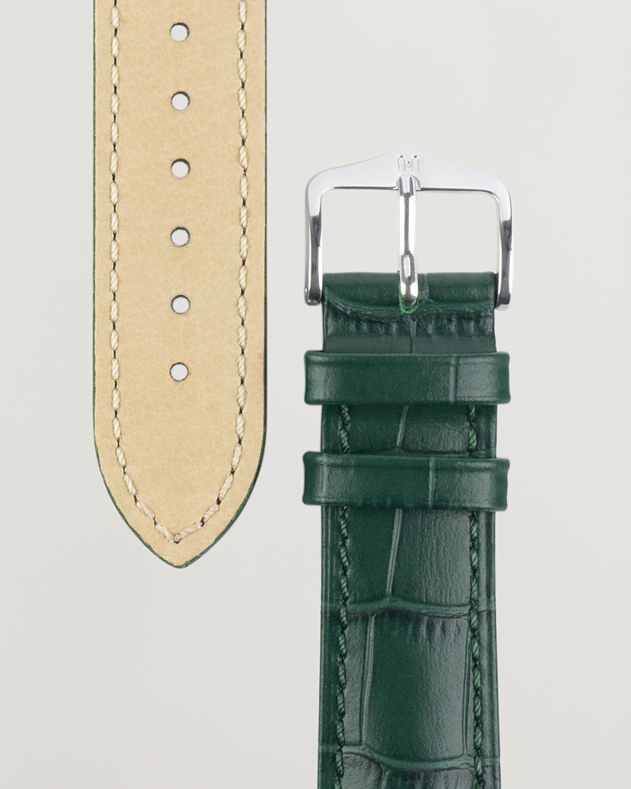 Men | Watch straps | HIRSCH | Duke Embossed Leather Watch Strap Green