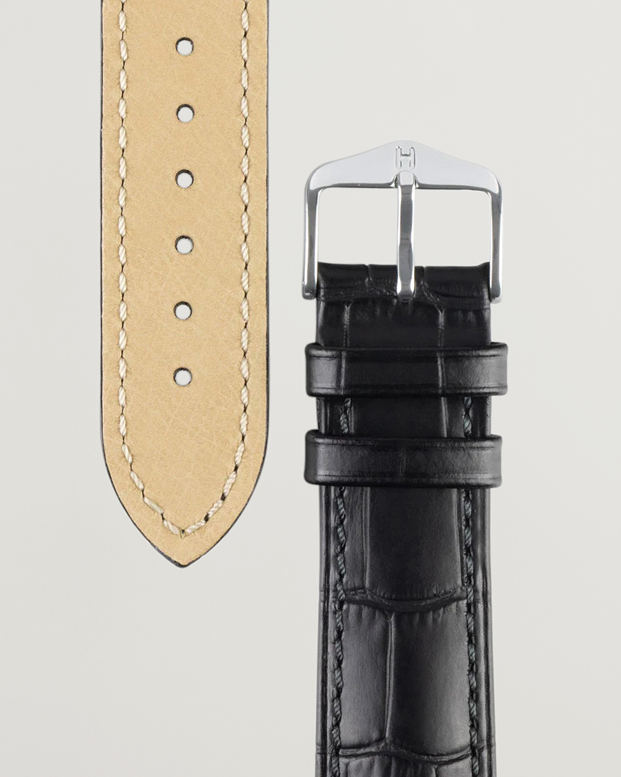 Men |  | HIRSCH | Duke Embossed Leather Watch Strap Black