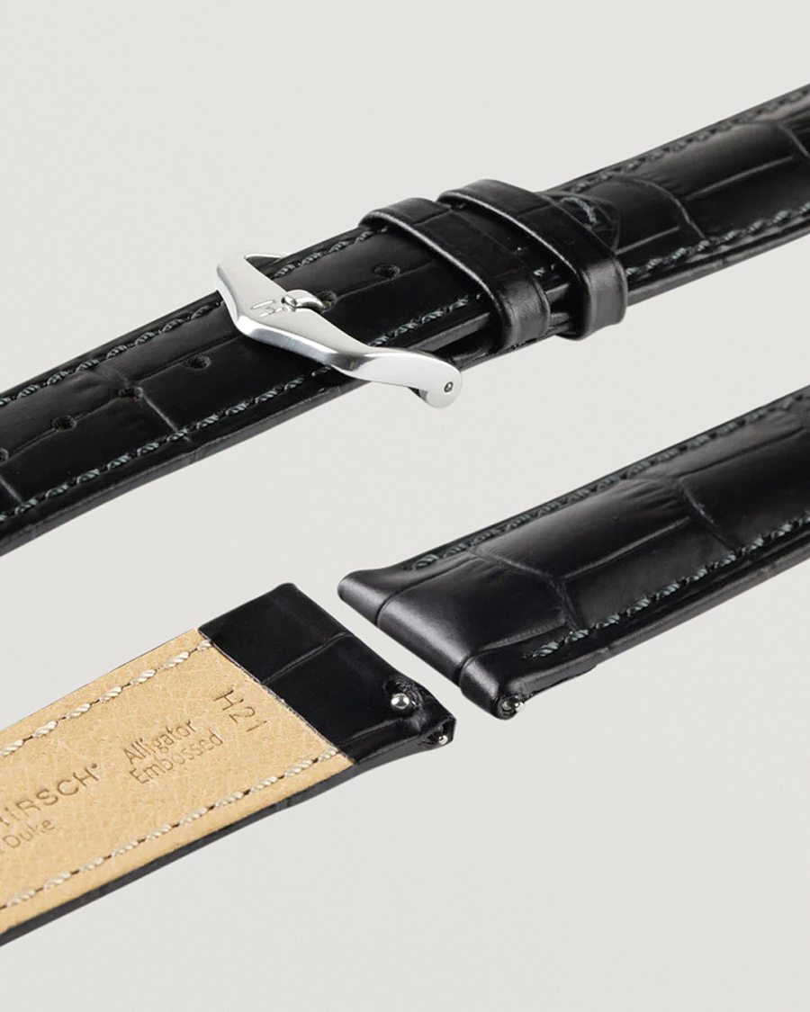 Men | Watch straps | HIRSCH | Duke Embossed Leather Watch Strap Black