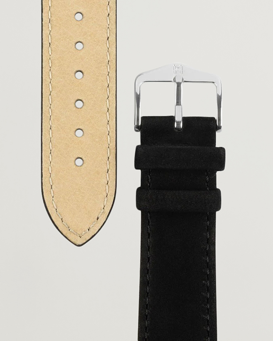 Men | Watch straps | HIRSCH | Osiris Calf Leather Nubuck Effect Watch Strap Black