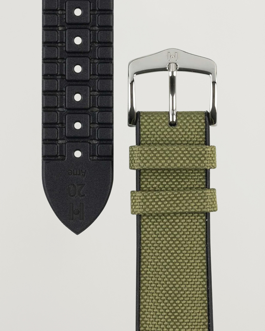 Men | Watch straps | HIRSCH | Arne Sailcloth Effect Performance Watch Strap Olive