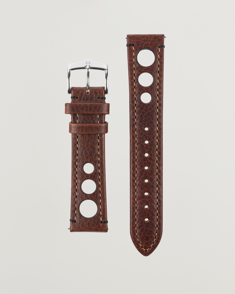 Men | Watch straps | HIRSCH | Rally Natural Leather Racing Watch Strap Brown