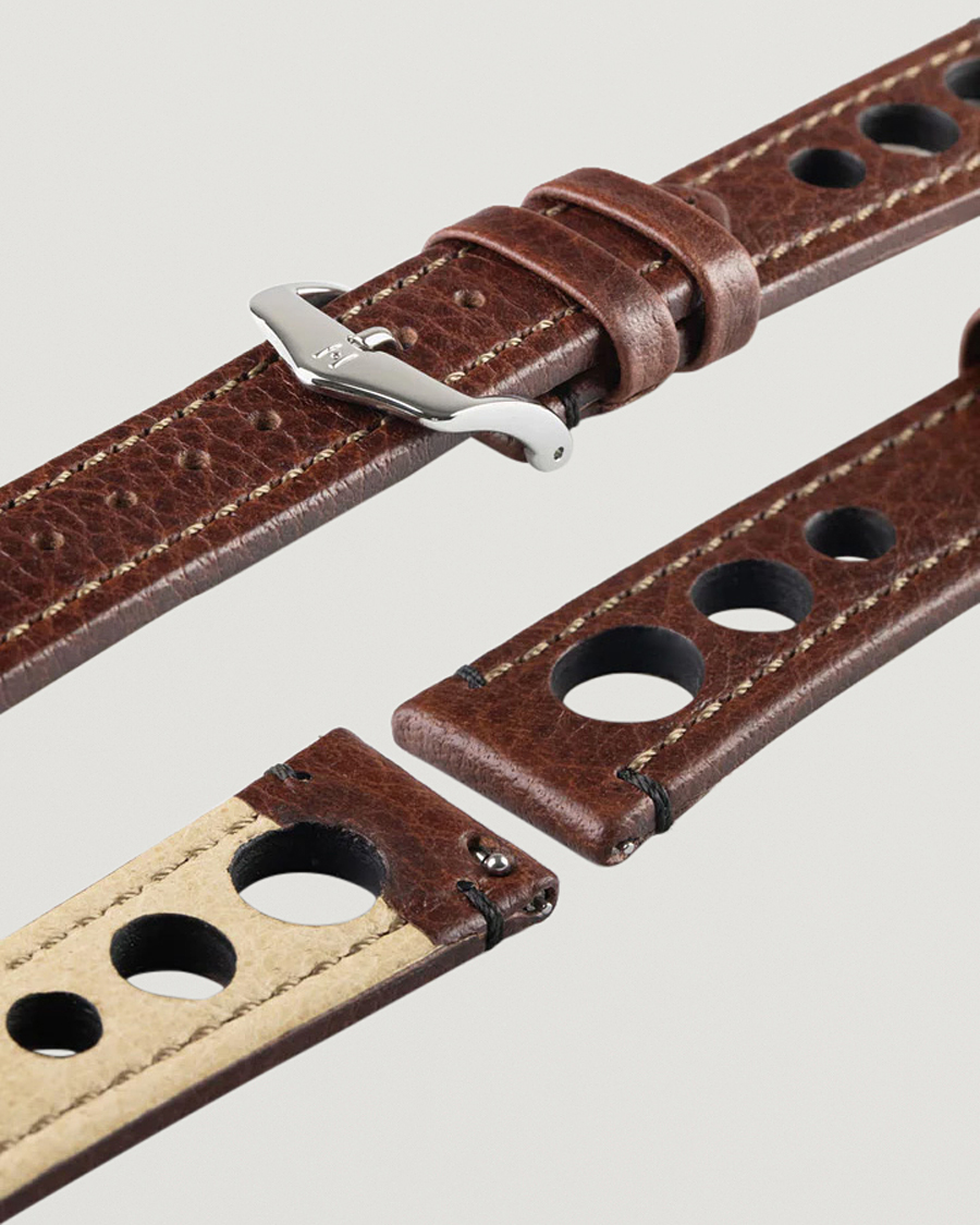 Men | Watch straps | HIRSCH | Rally Natural Leather Racing Watch Strap Brown