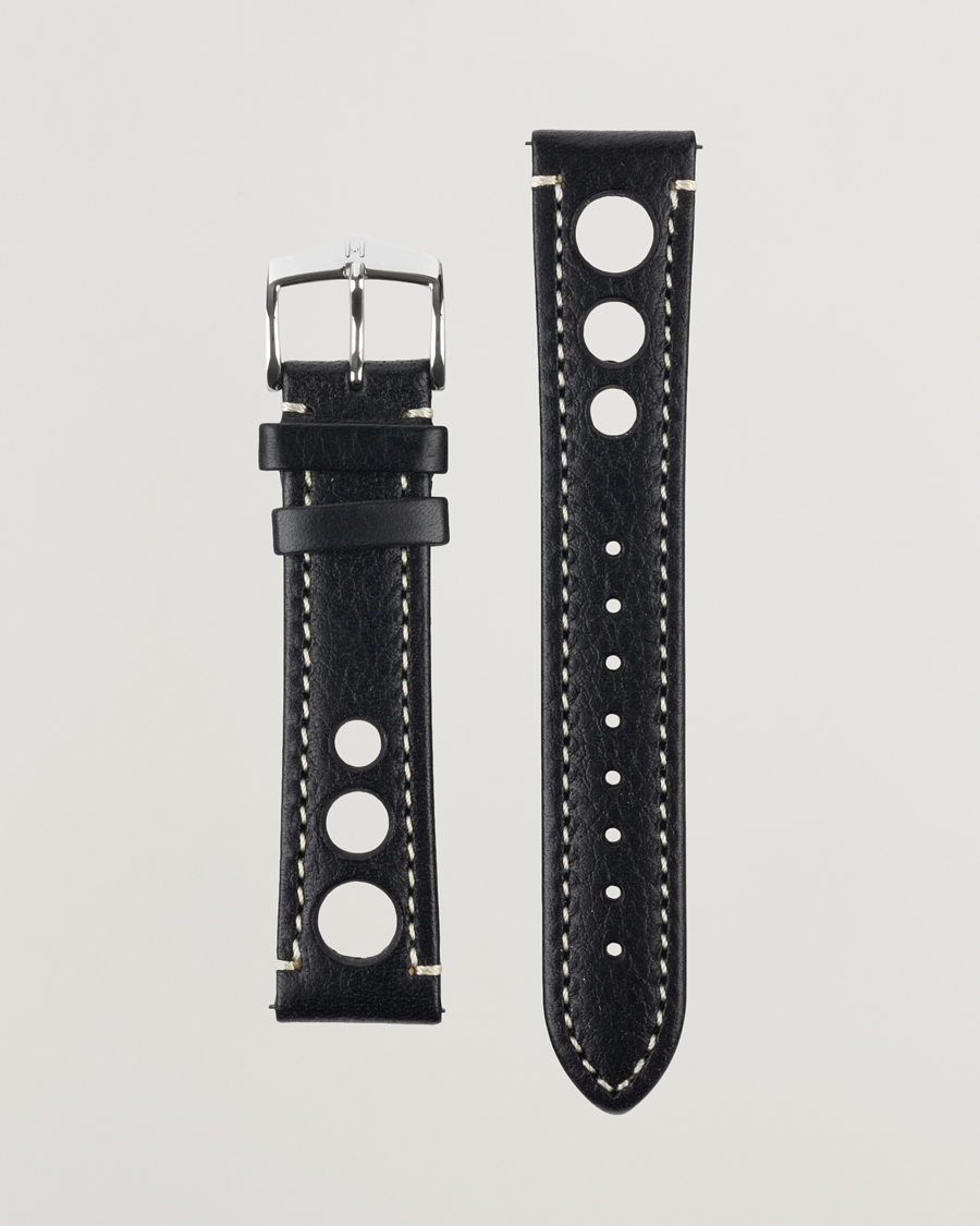Men | Watch straps | HIRSCH | Rally Natural Leather Racing Watch Strap Black