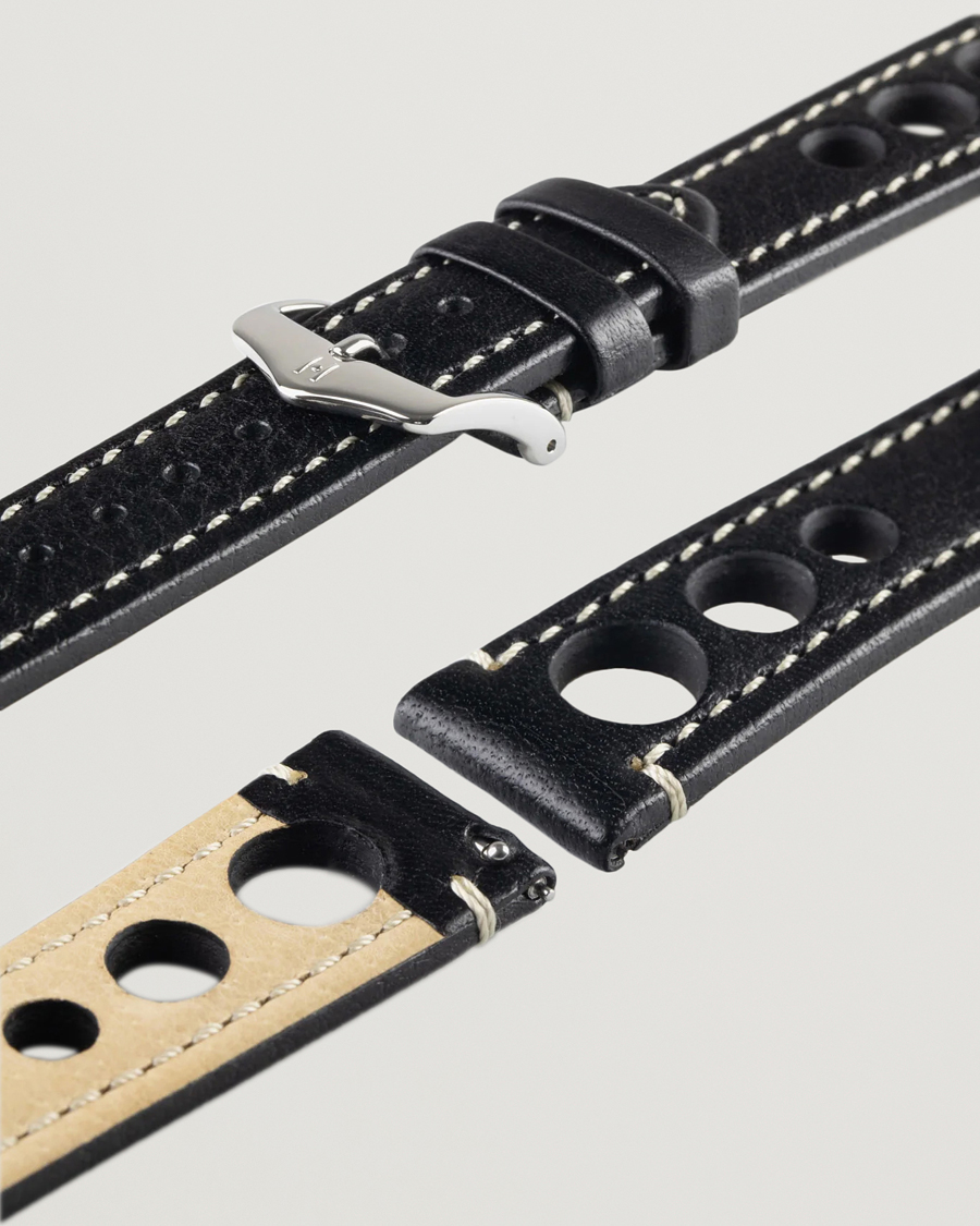 Men | Watch straps | HIRSCH | Rally Natural Leather Racing Watch Strap Black