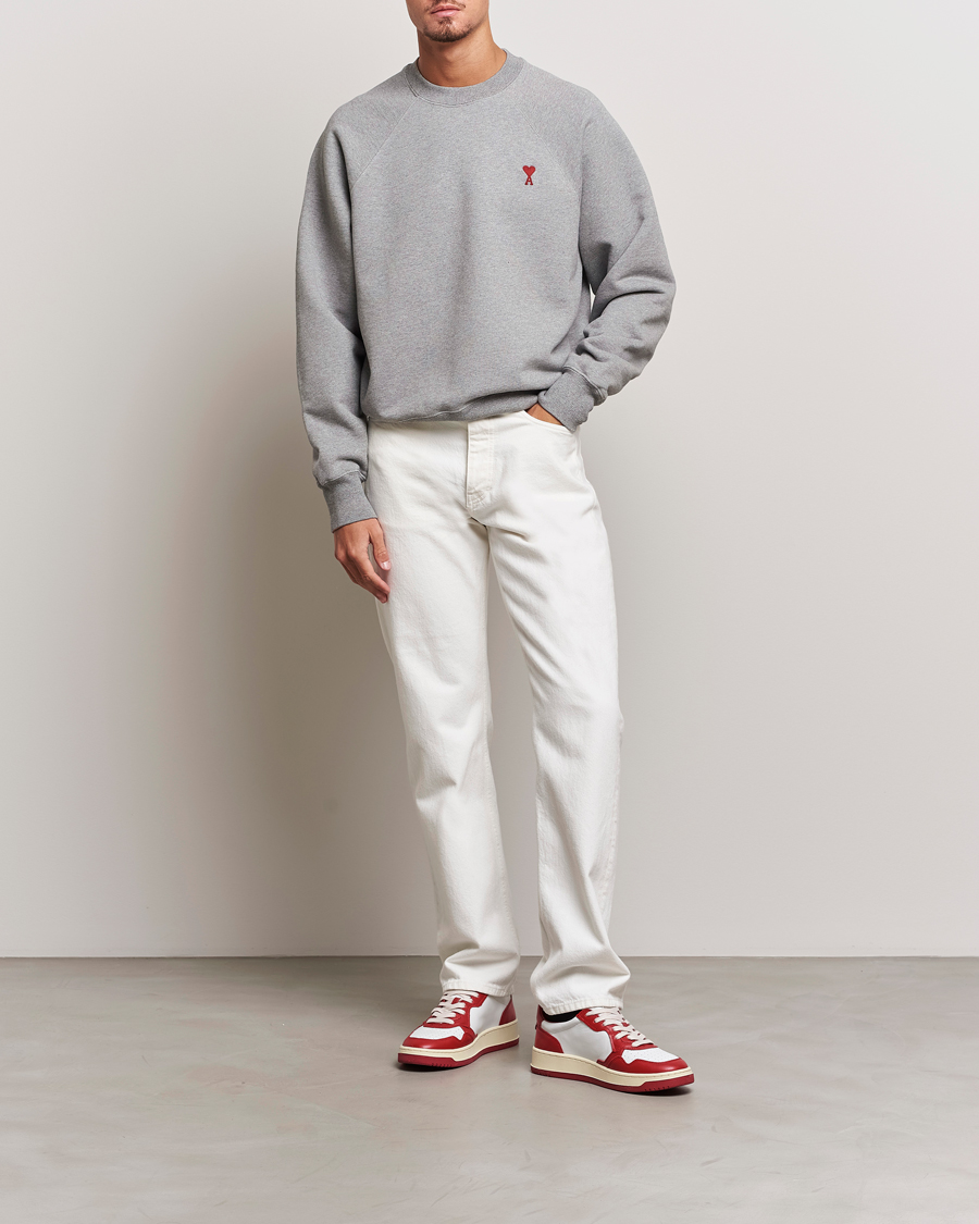 Men | Sweaters & Knitwear | AMI | Heart Logo Sweatshirt Heather Grey