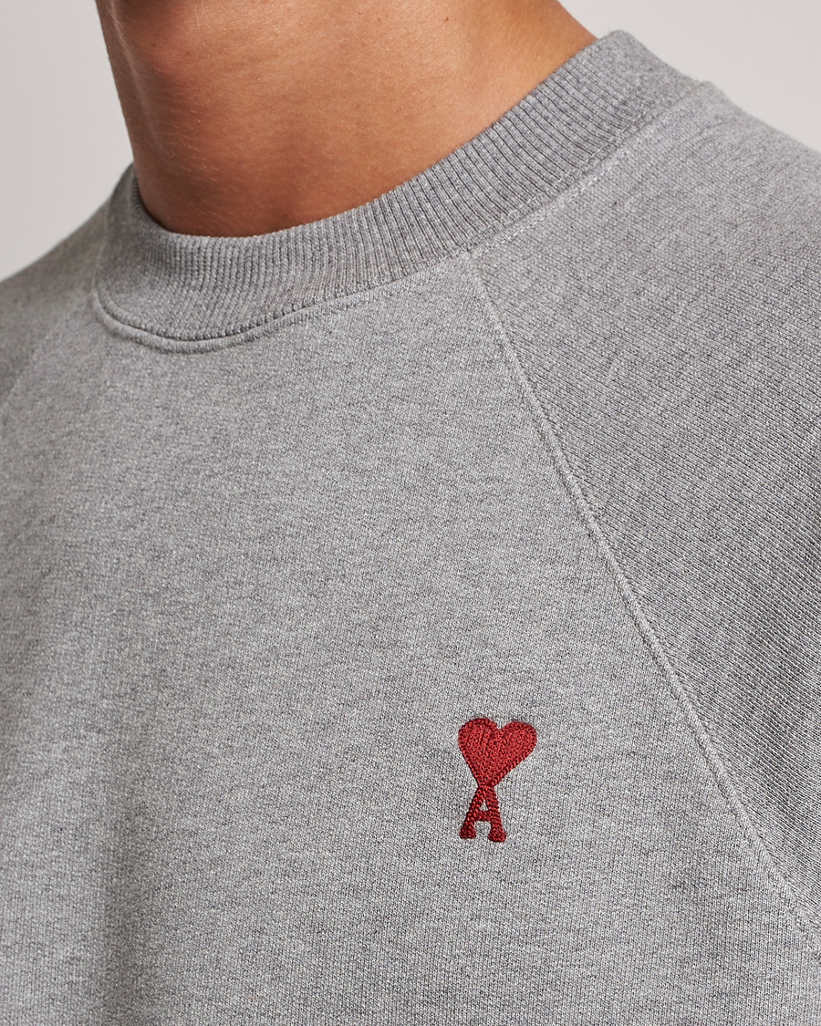 Men | Sweaters & Knitwear | AMI | Heart Logo Sweatshirt Heather Grey